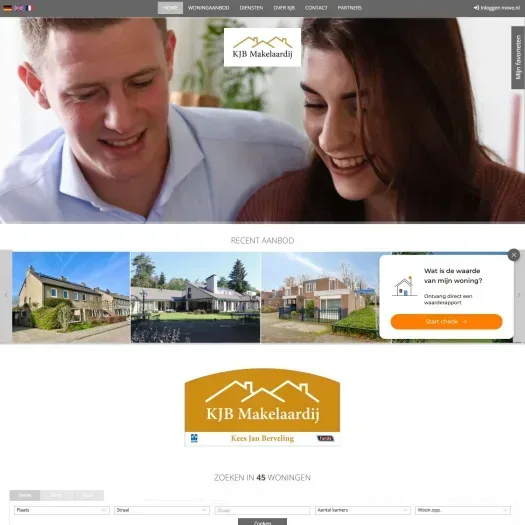 Screenshot of the website of www.kjbmakelaardij.nl