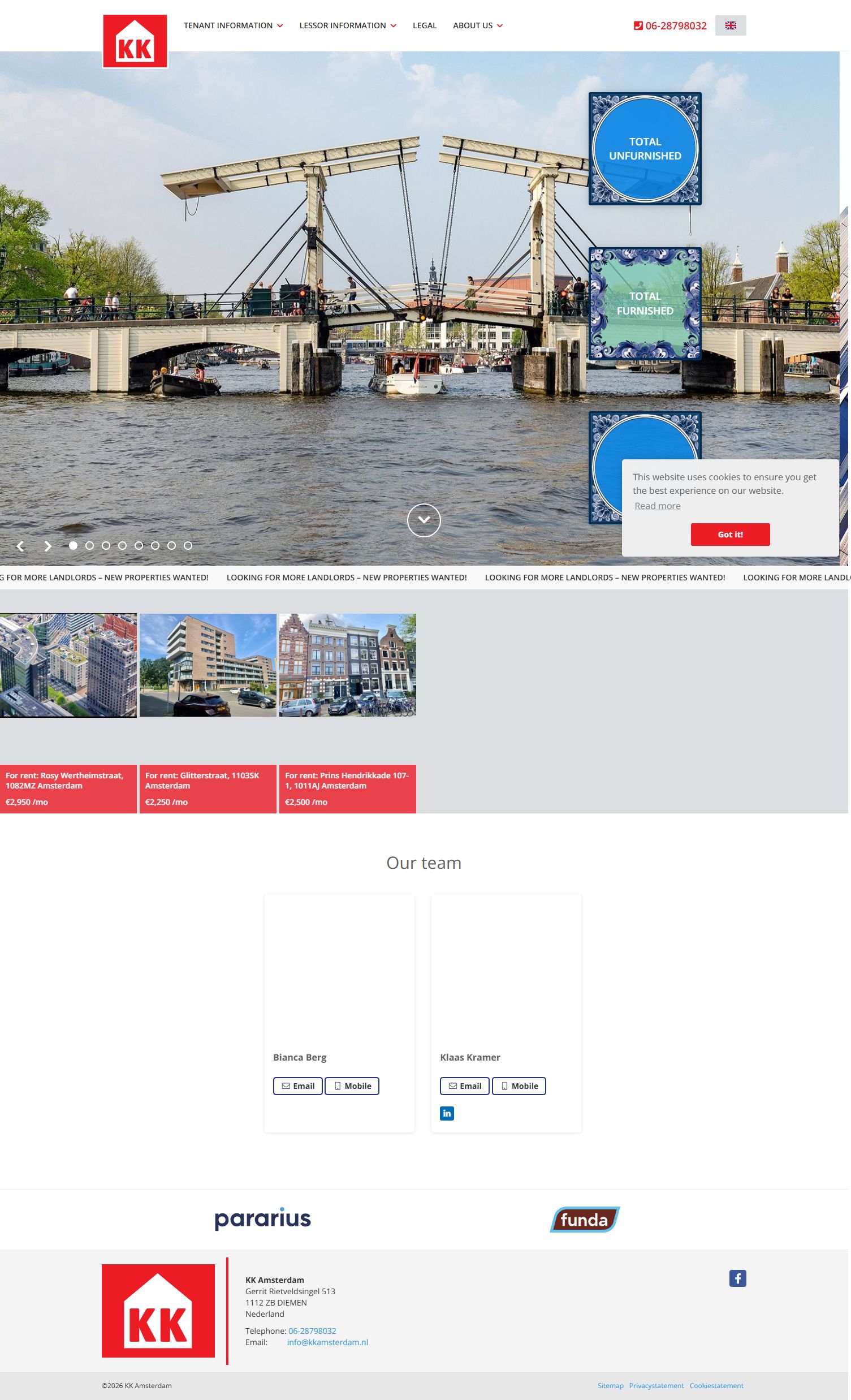 Screenshot van de website van www.kkamsterdam.nl