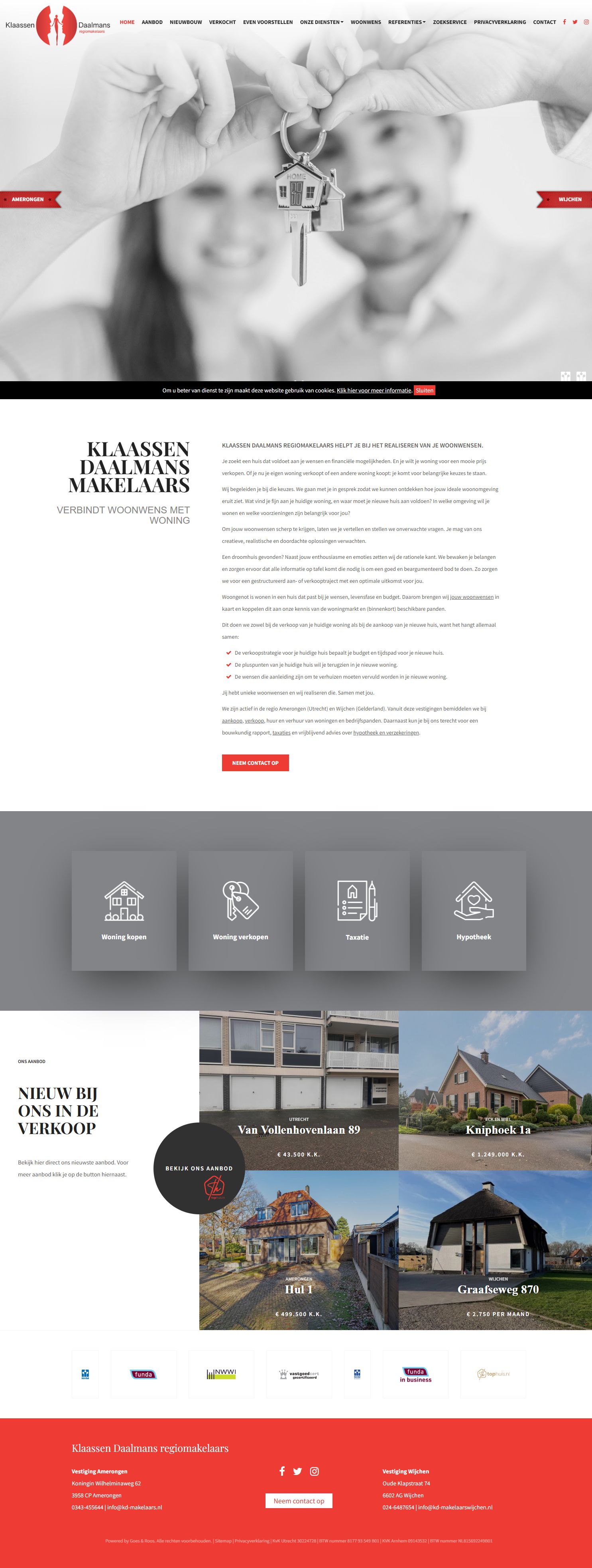 Screenshot van de website van www.kd-makelaars.nl