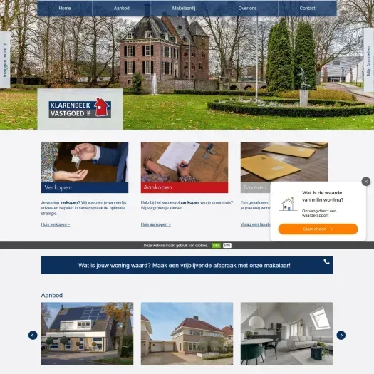 Screenshot der Website von www.klarenbeekvastgoed.nl