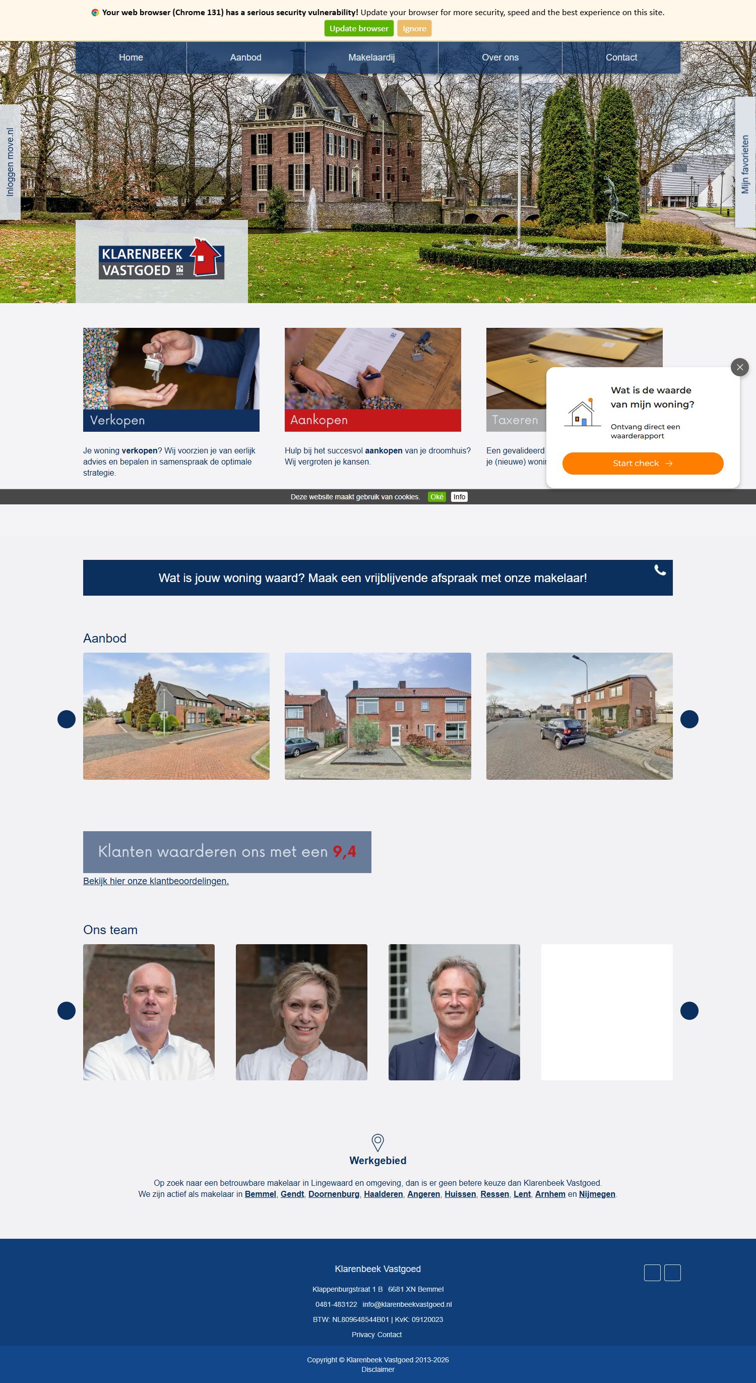 Screenshot van de website van www.klarenbeekvastgoed.nl