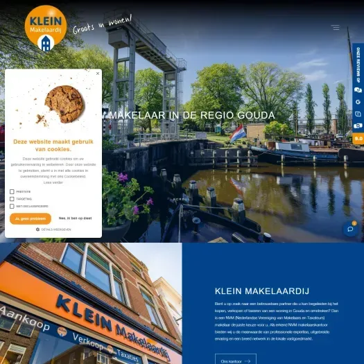 Capture d'écran du site web de www.kleinmakelaardij.nl