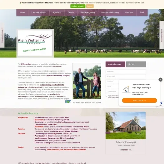 Screenshot van de website van www.kleinwolterinkvastgoed.nl