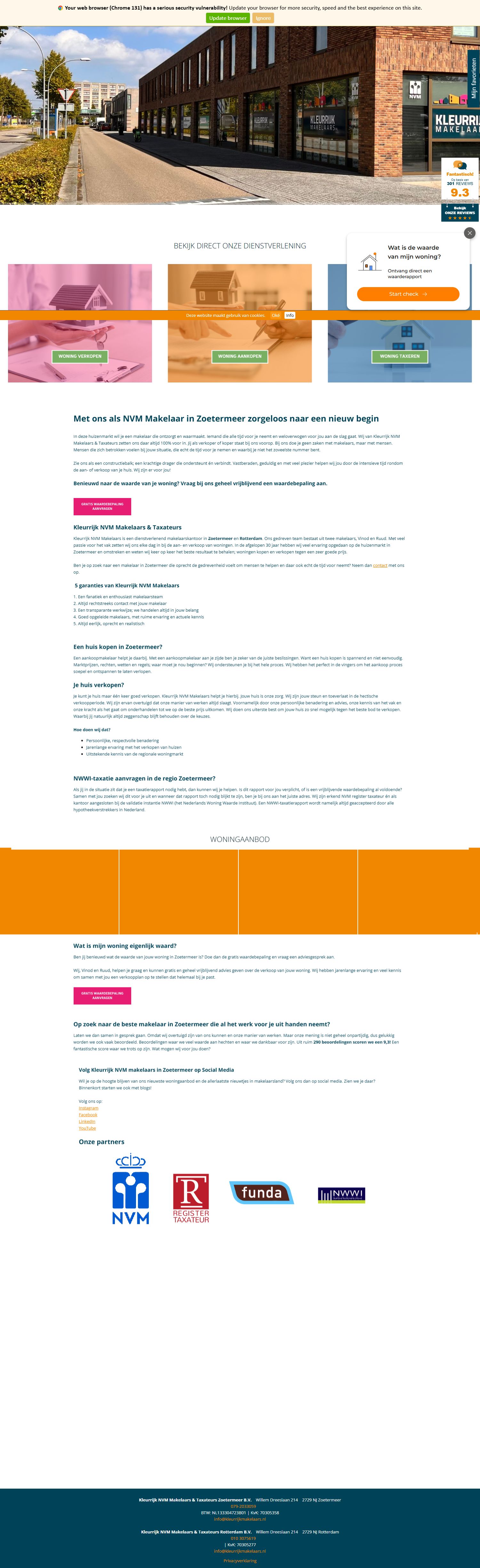 Screenshot van de website van www.kleurrijkmakelaars.nl