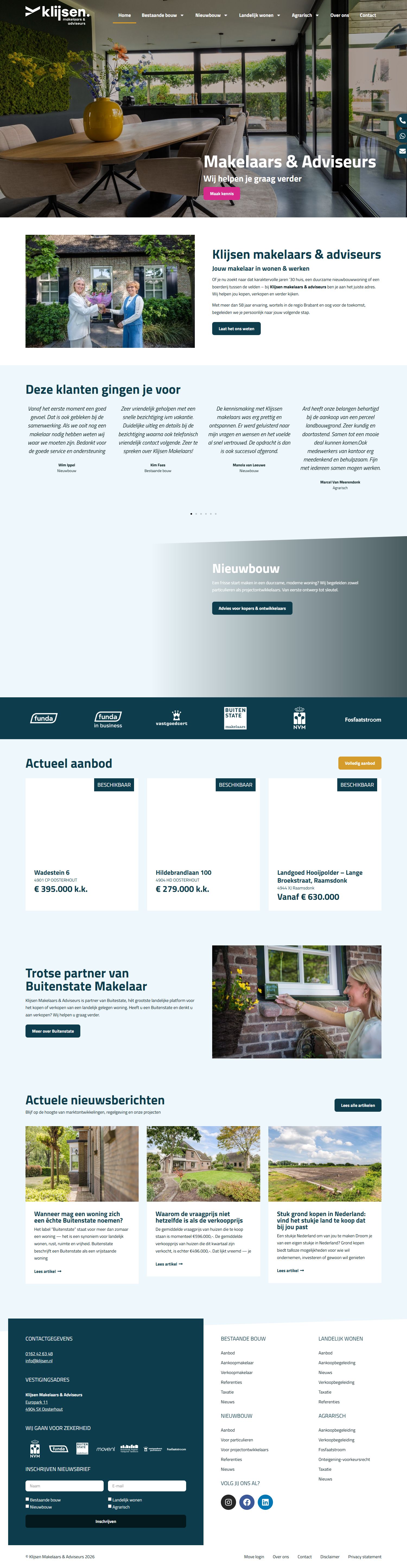 Screenshot van de website van www.klijsen.nl