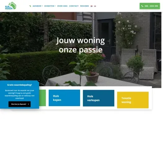 Screenshot van de website van www.klikophuizen.nl