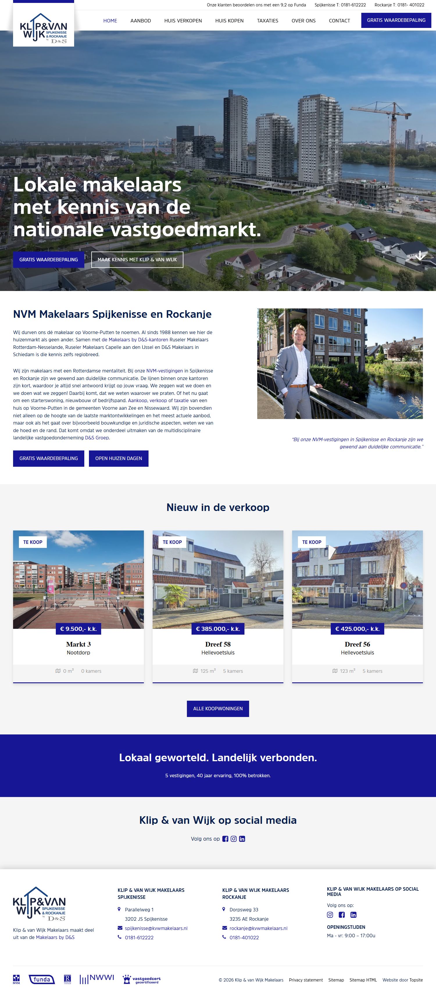 Screenshot van de website van www.kvwmakelaars.nl