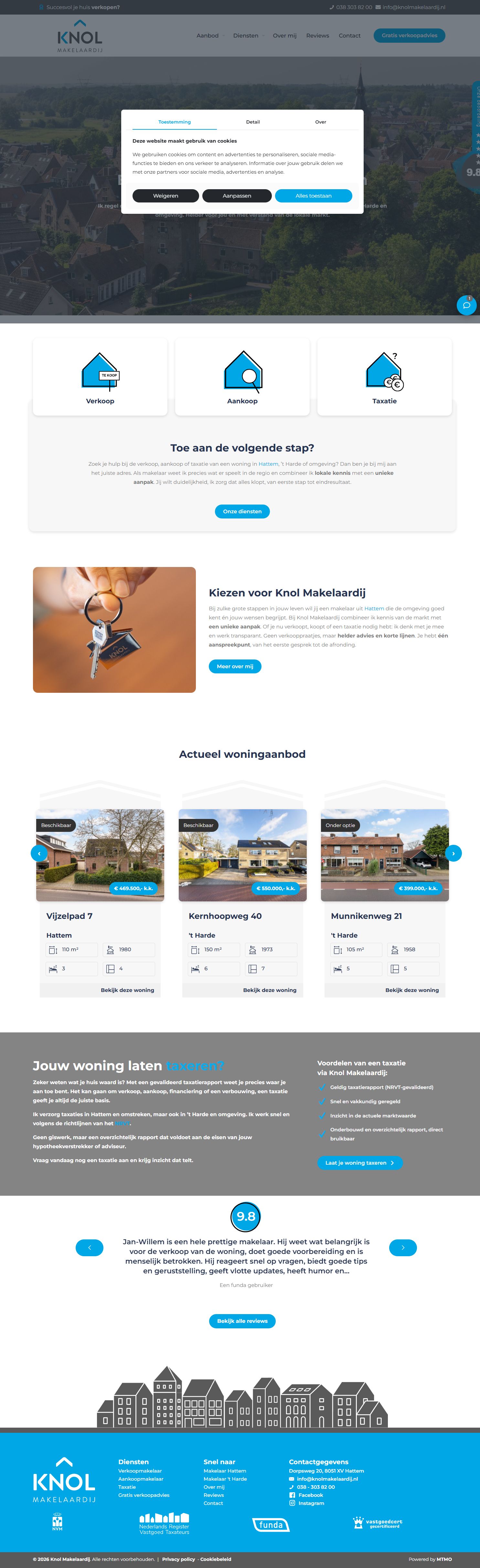Screenshot van de website van www.knolmakelaardij.nl