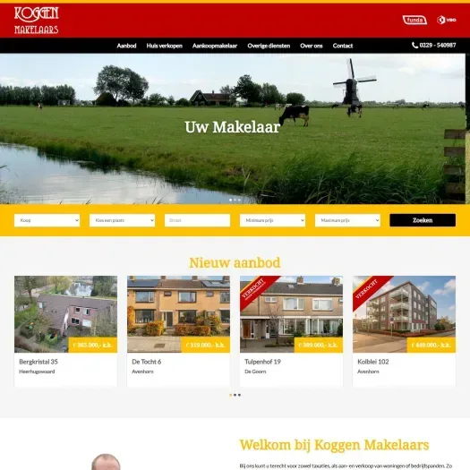 Screenshot der Website von www.koggenmakelaars.nl