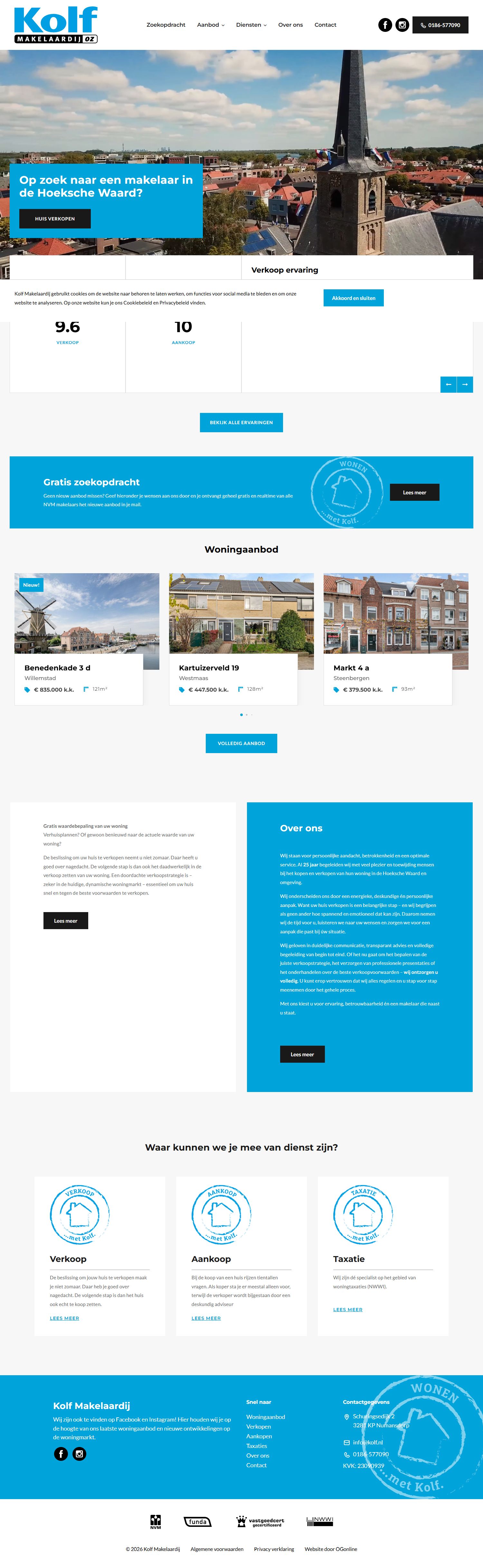 Screenshot van de website van www.kolf.nl