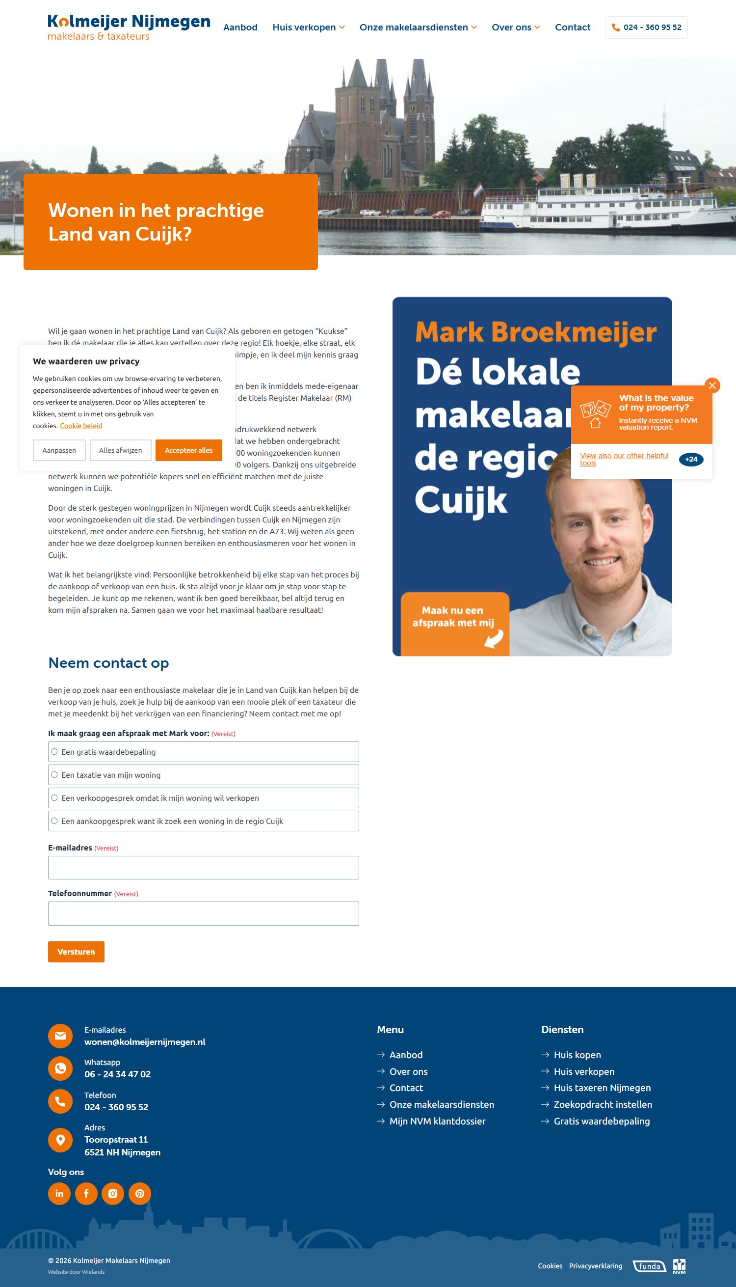 Screenshot van de website van kolmeijercuijk.nl