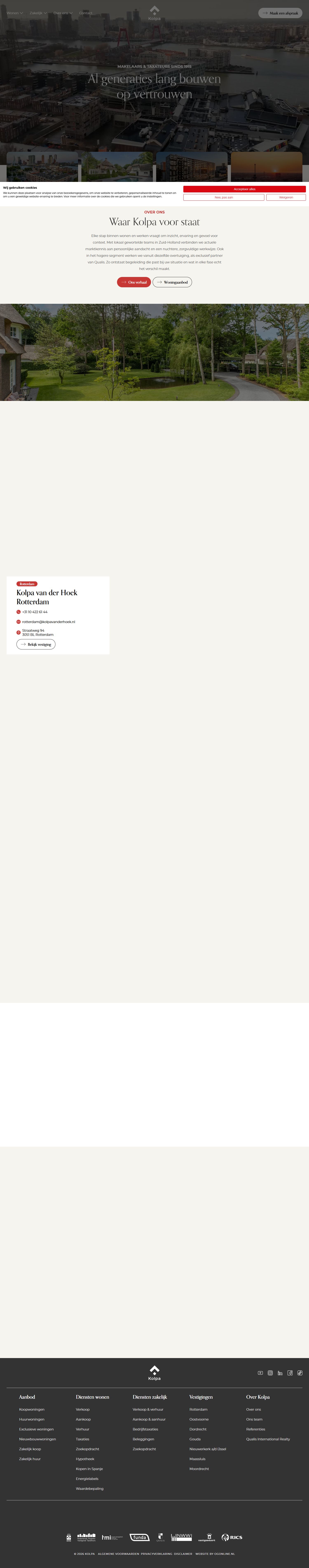 Screenshot van de website van www.kolpavanderhoek.nl