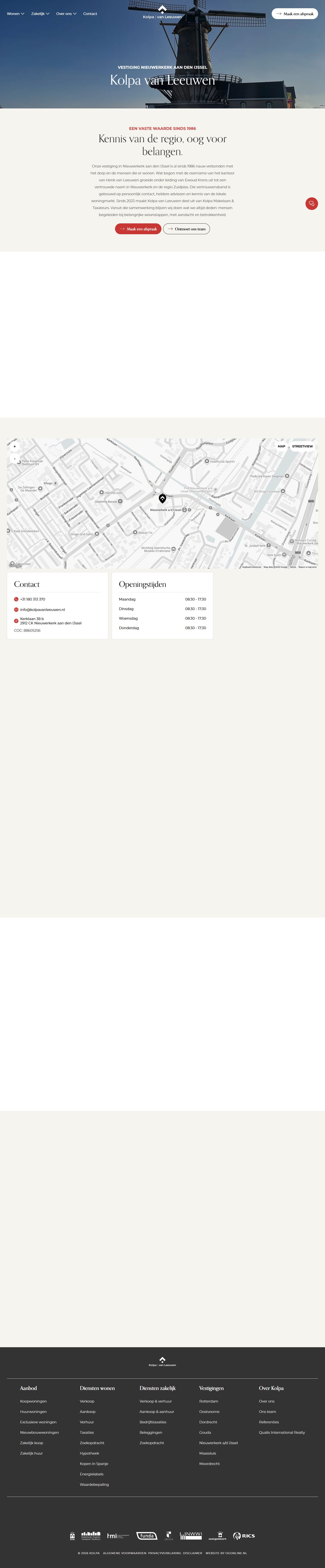 Screenshot van de website van www.kolpavanleeuwen.nl