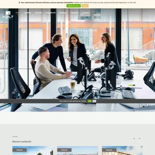 Screenshot van de website van www.koltmakelaardij.nl