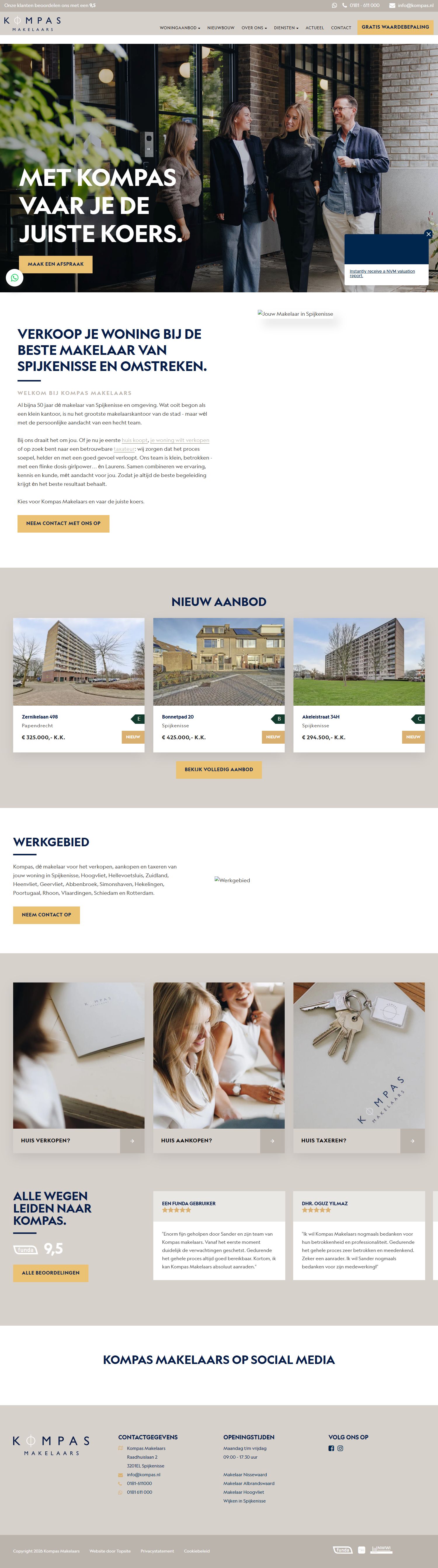 Screenshot van de website van www.kompas.nl