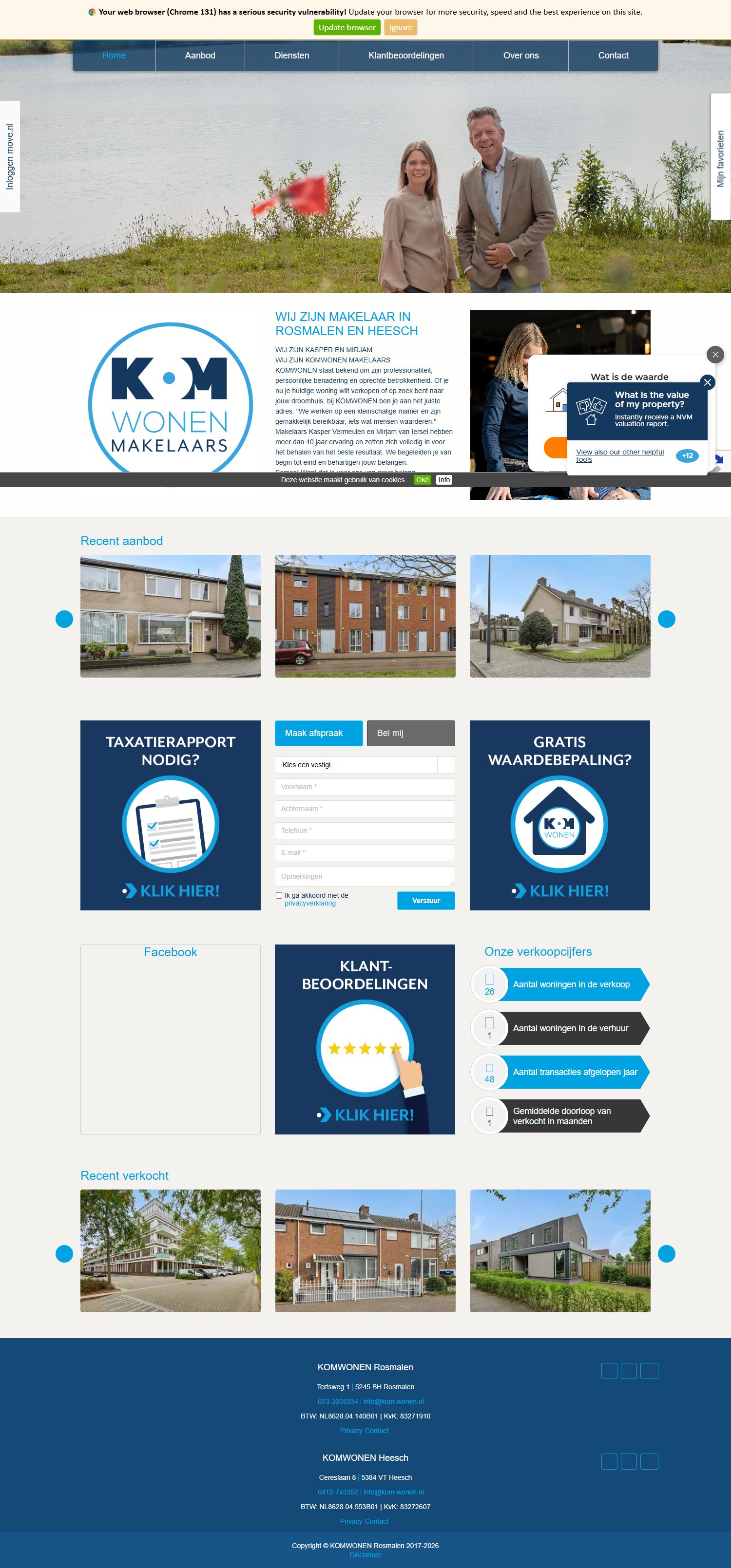 Screenshot van de website van www.kom-wonen.nl