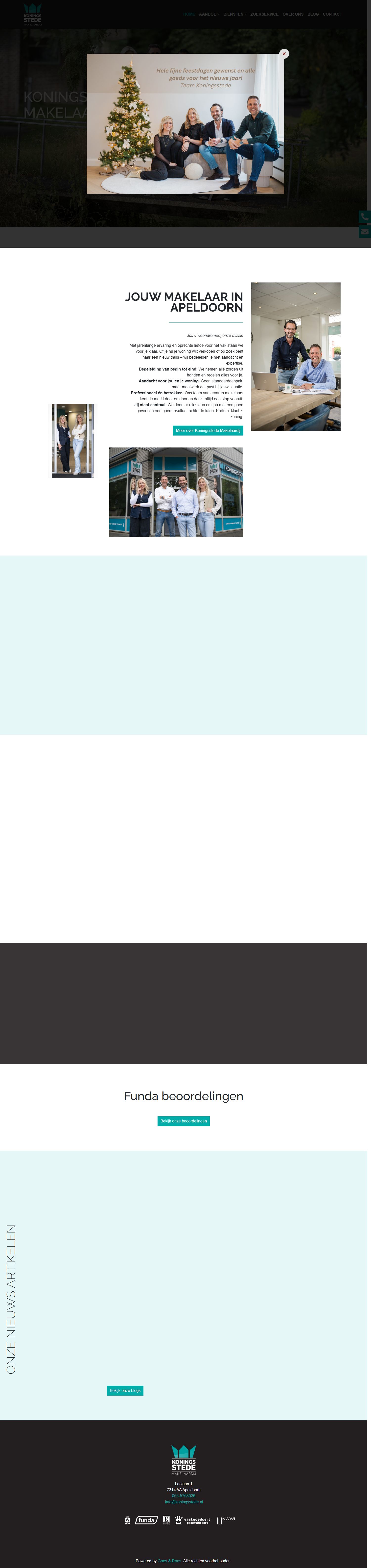 Screenshot van de website van www.koningsstede.nl