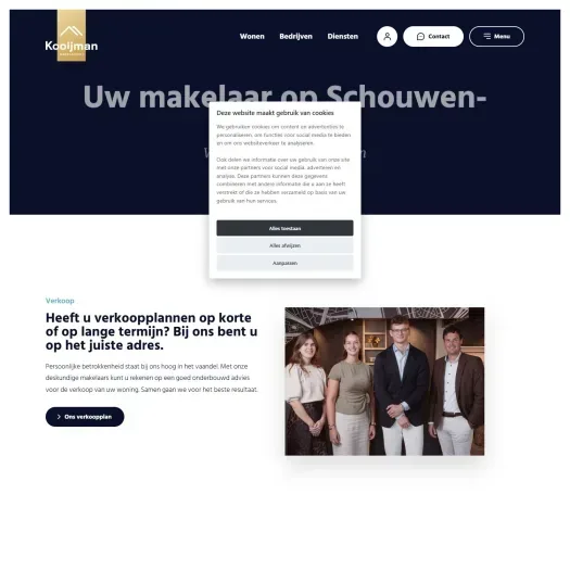 Screenshot van de website van www.kooijmanmakelaardij.nl