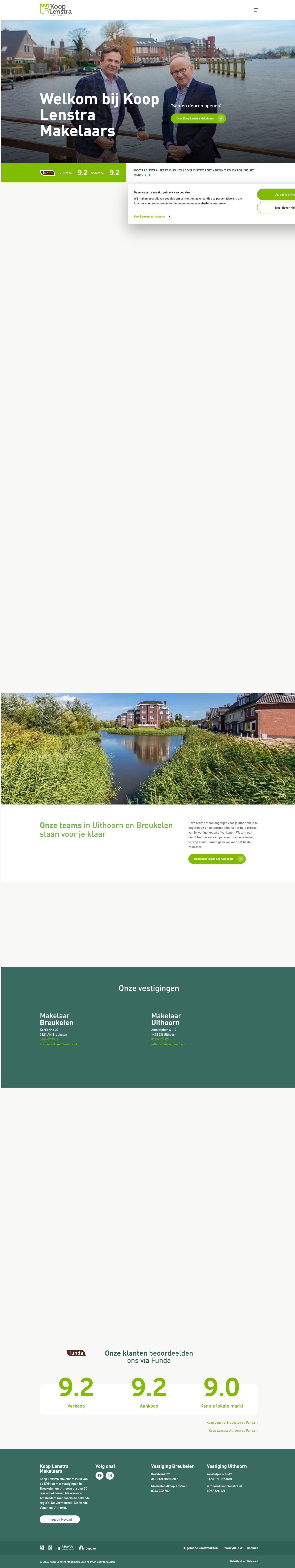 Screenshot van de website van www.kooplenstra.nl