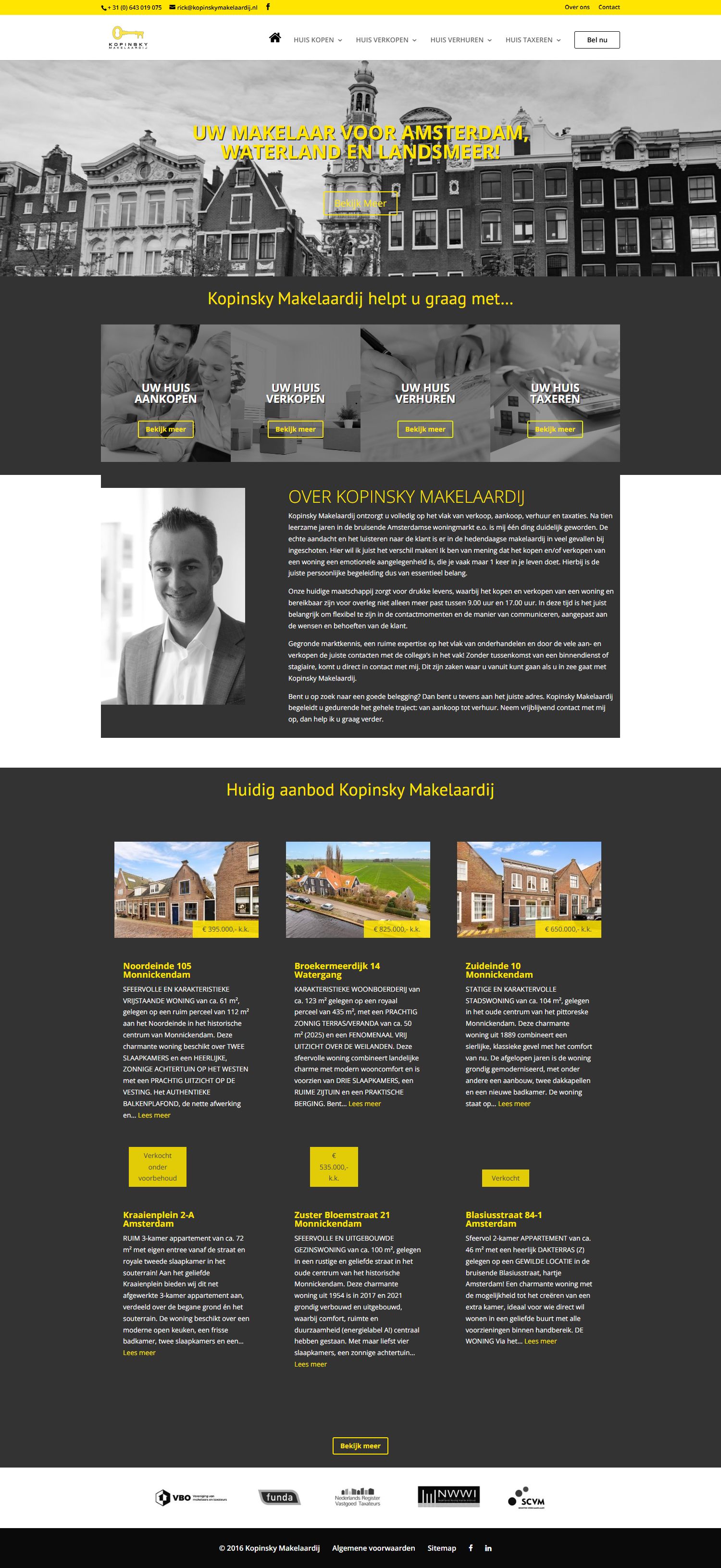 Screenshot van de website van www.kopinskymakelaardij.nl