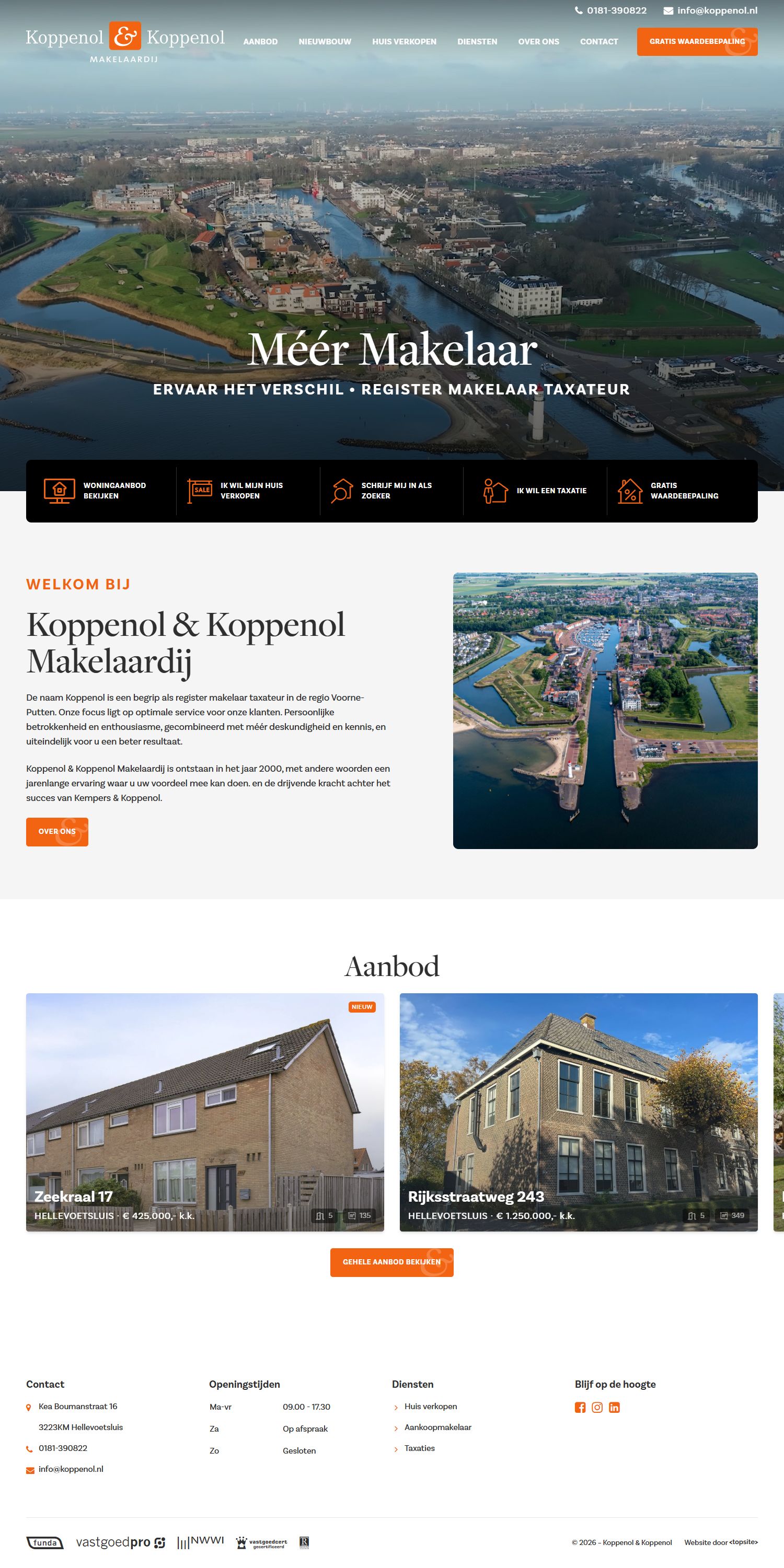 Screenshot van de website van www.koppenol.nl