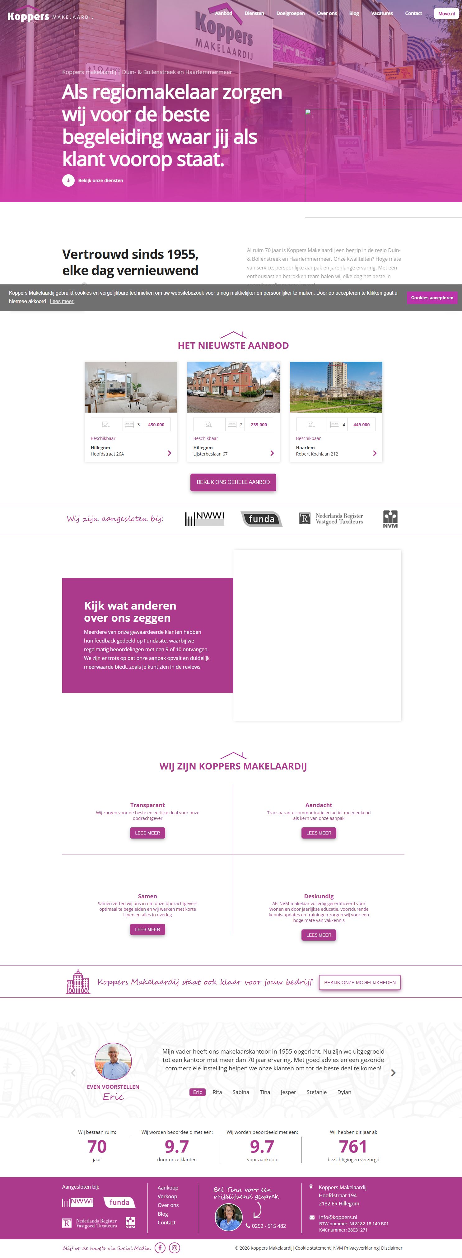 Screenshot van de website van www.koppers.nl