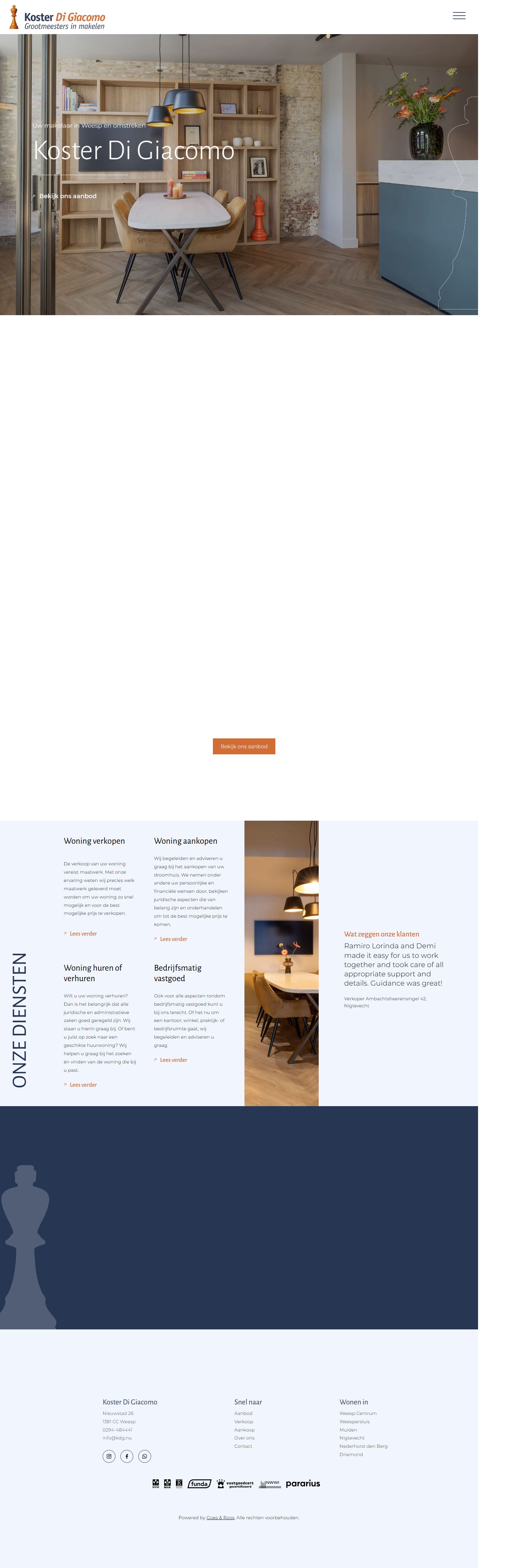 Screenshot van de website van www.kdg.nu