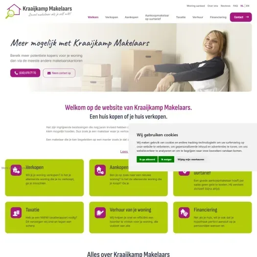 Screenshot der Website von www.kraaijkampmakelaars.nl