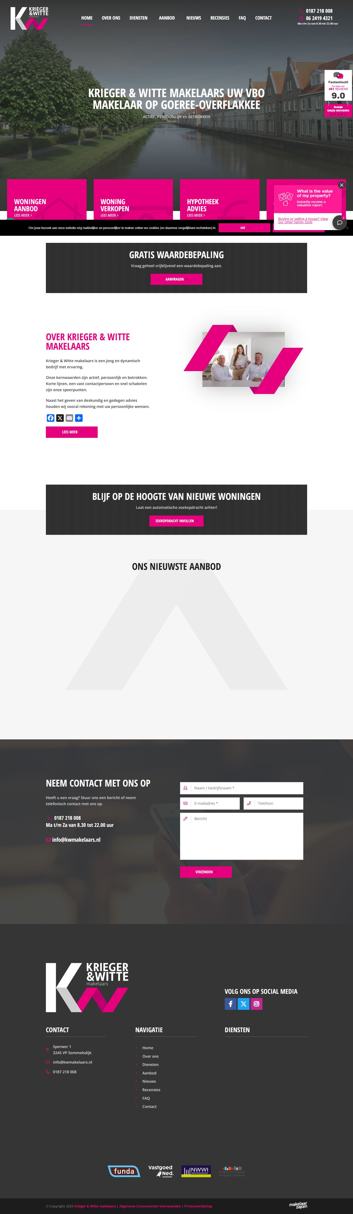 Screenshot van de website van www.kwmakelaars.nl