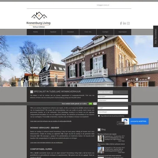 Screenshot van de website van www.kronenburgliving.nl