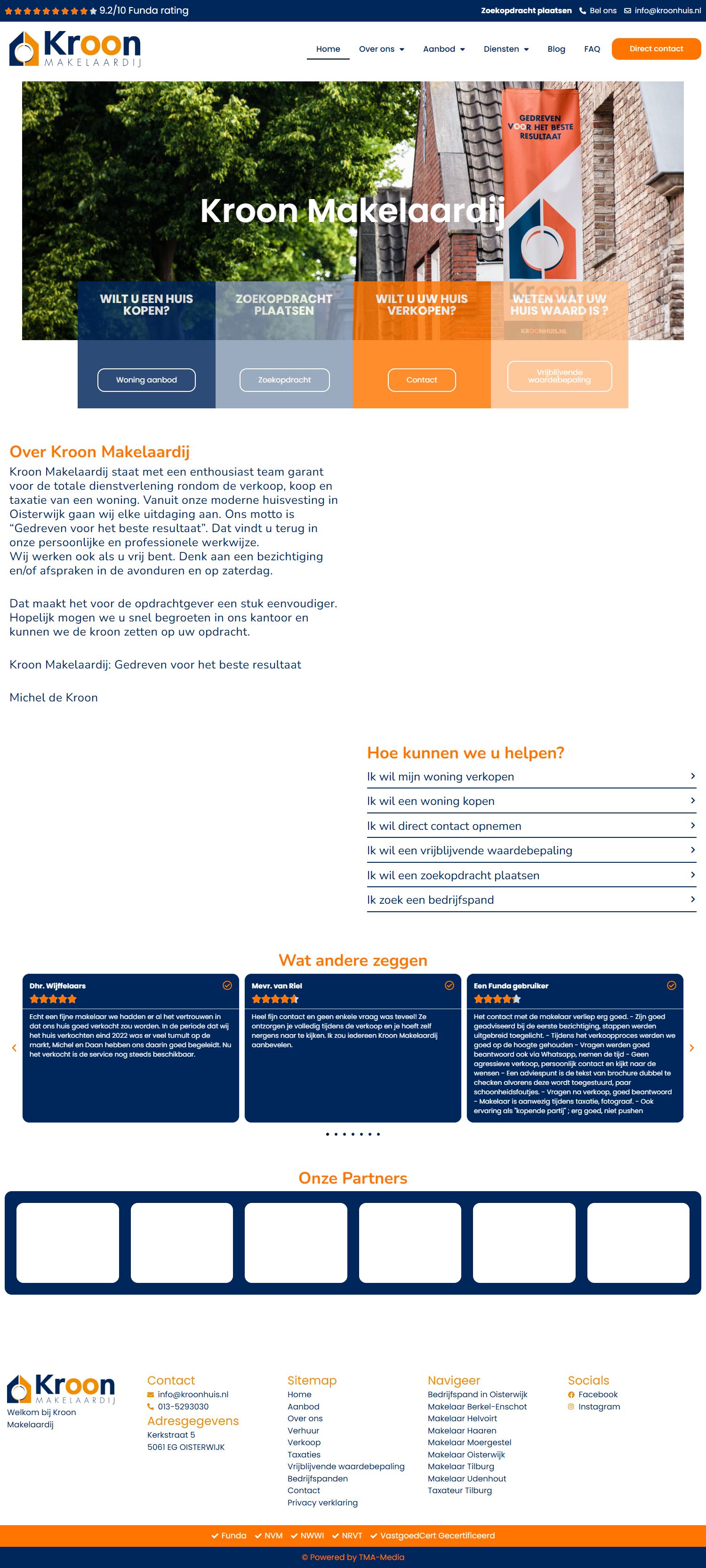 Screenshot van de website van www.kroonhuis.nl