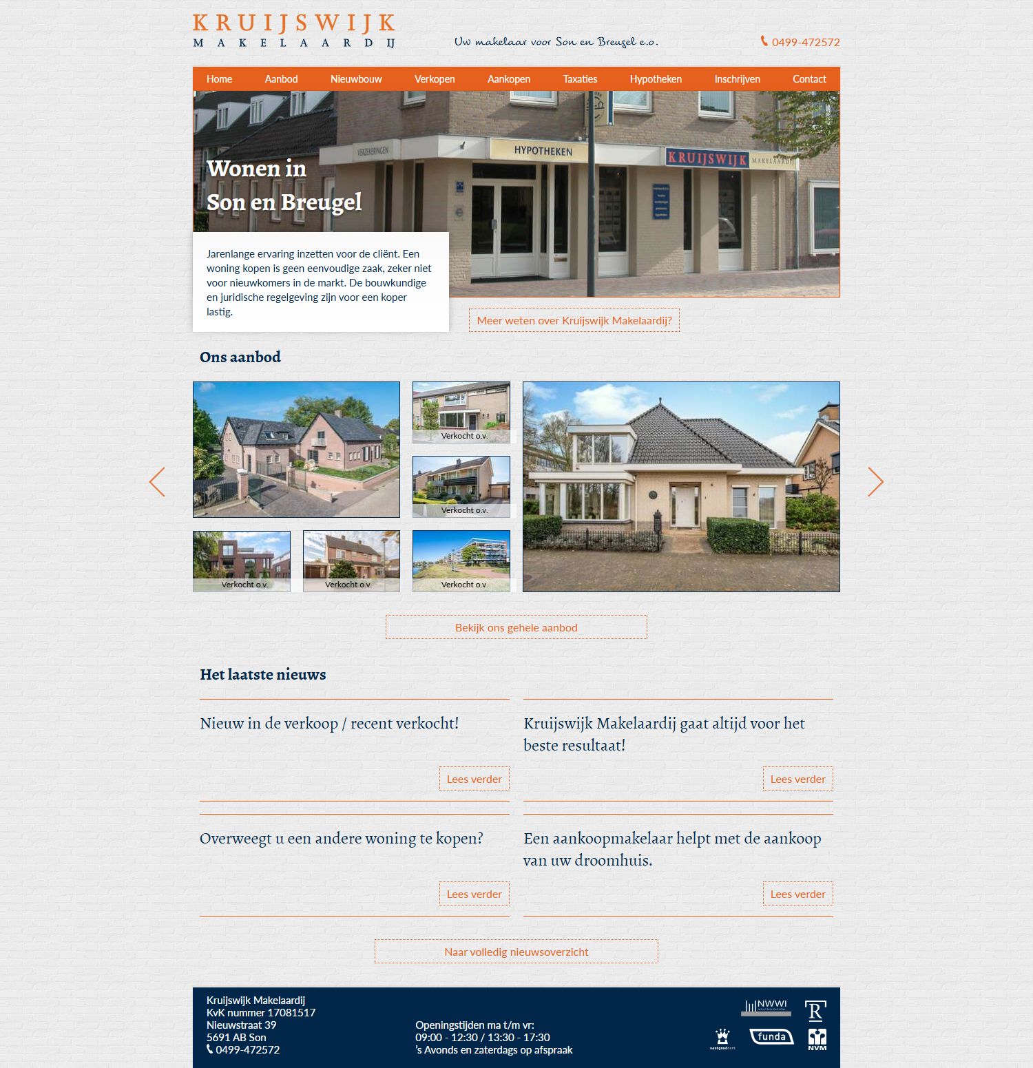 Screenshot van de website van www.kruijswijkmakelaardij.nl