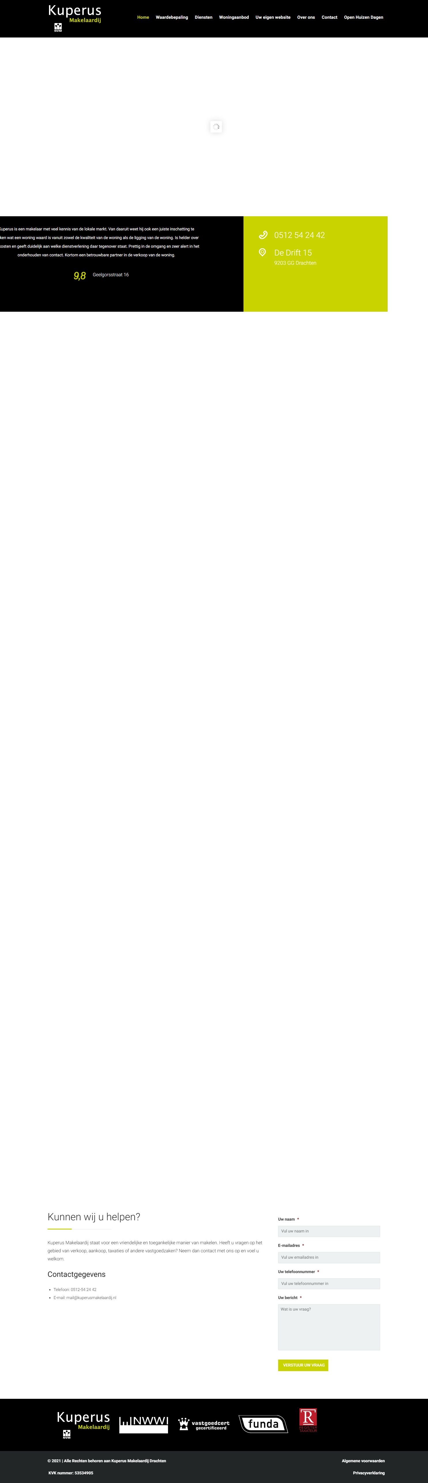 Screenshot van de website van www.kuperusmakelaardij.nl
