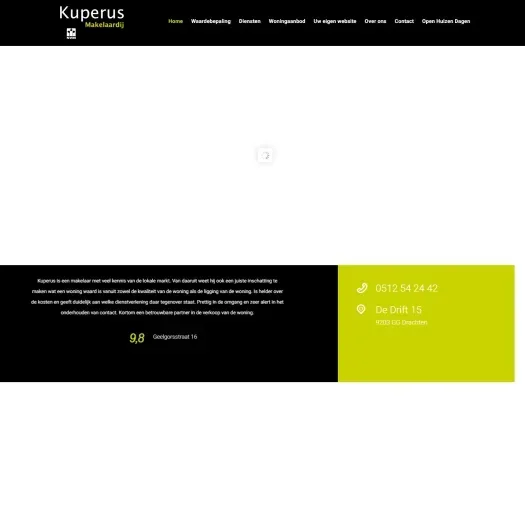 Screenshot of the website of www.kuperusmakelaardij.nl