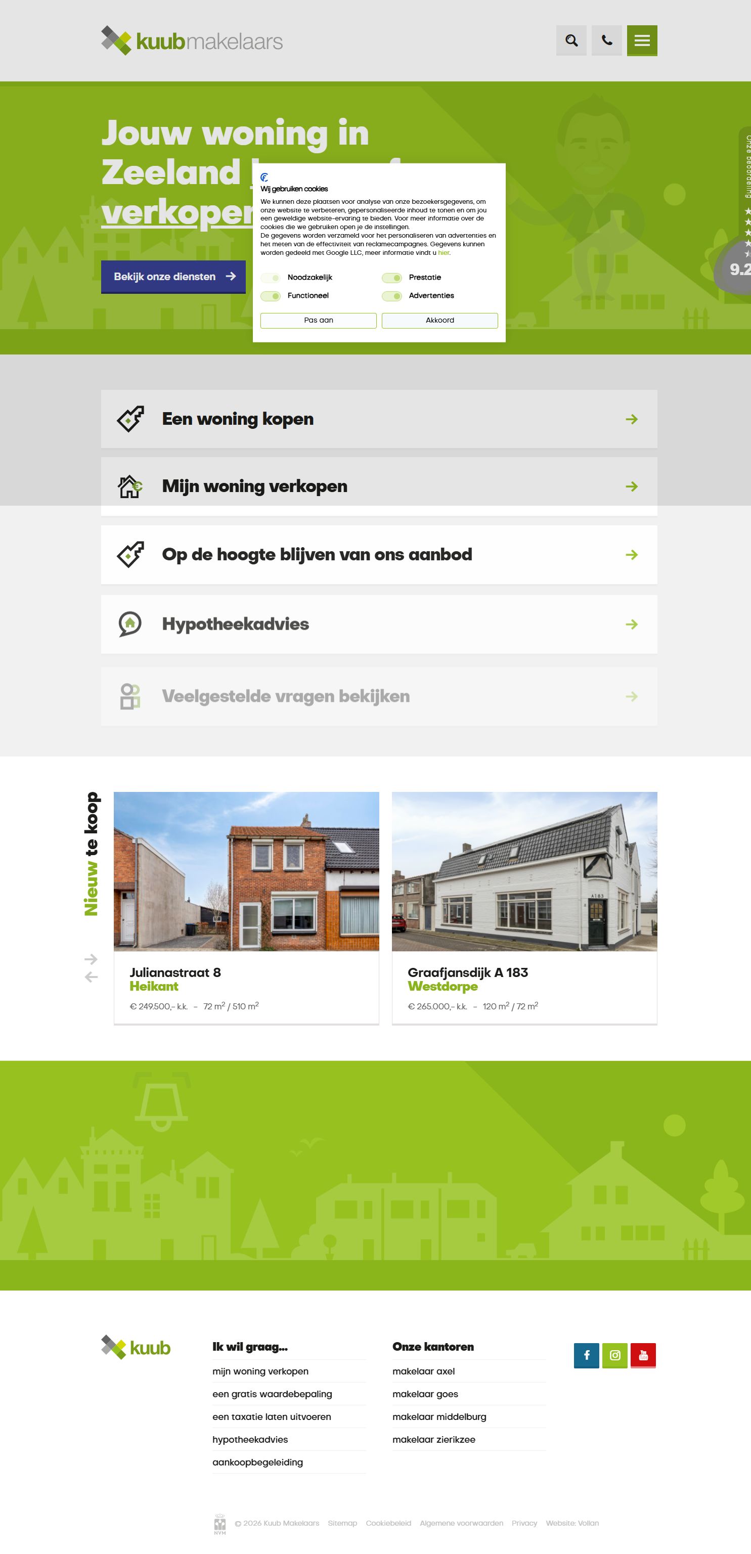 Screenshot van de website van www.kuubmakelaars.nl