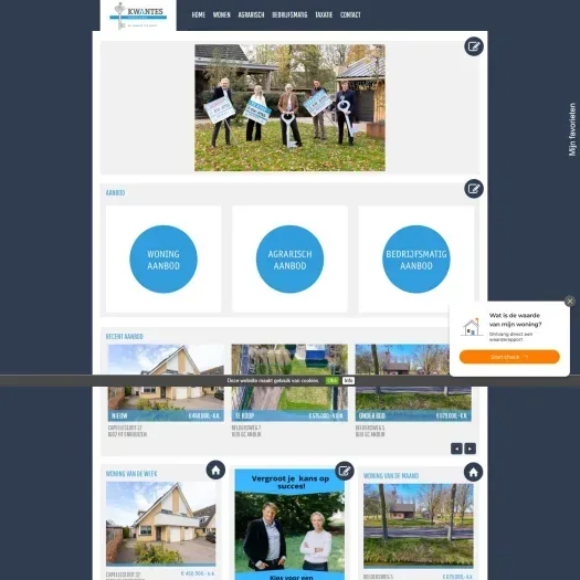 Screenshot of the website of www.kwantesmakelaardij.nl