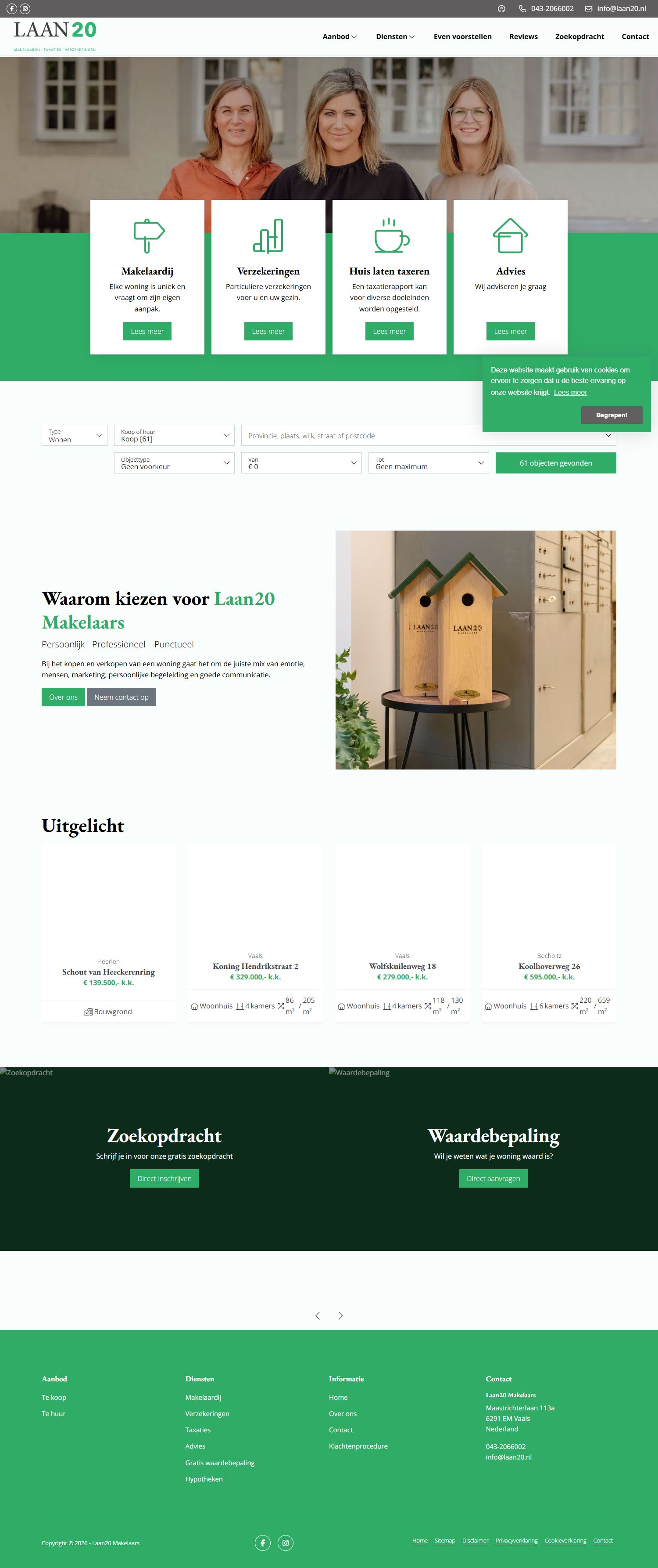 Screenshot van de website van www.laan20.nl