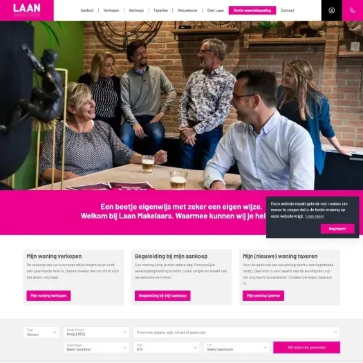 Screenshot der Website von www.laanmakelaars.nl