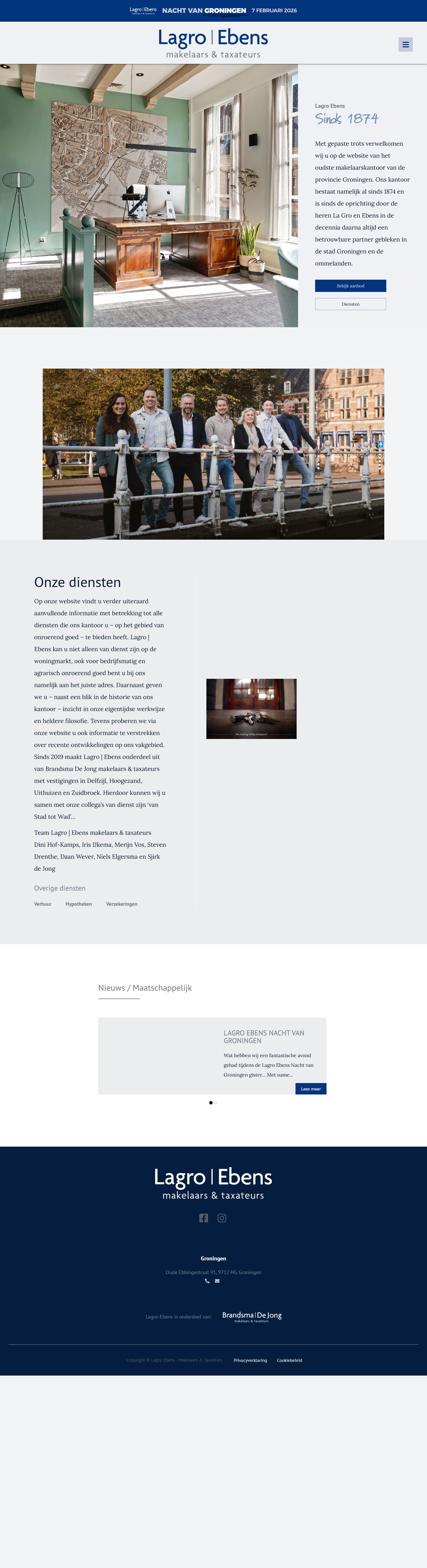 Screenshot van de website van www.lagro-ebens.nl