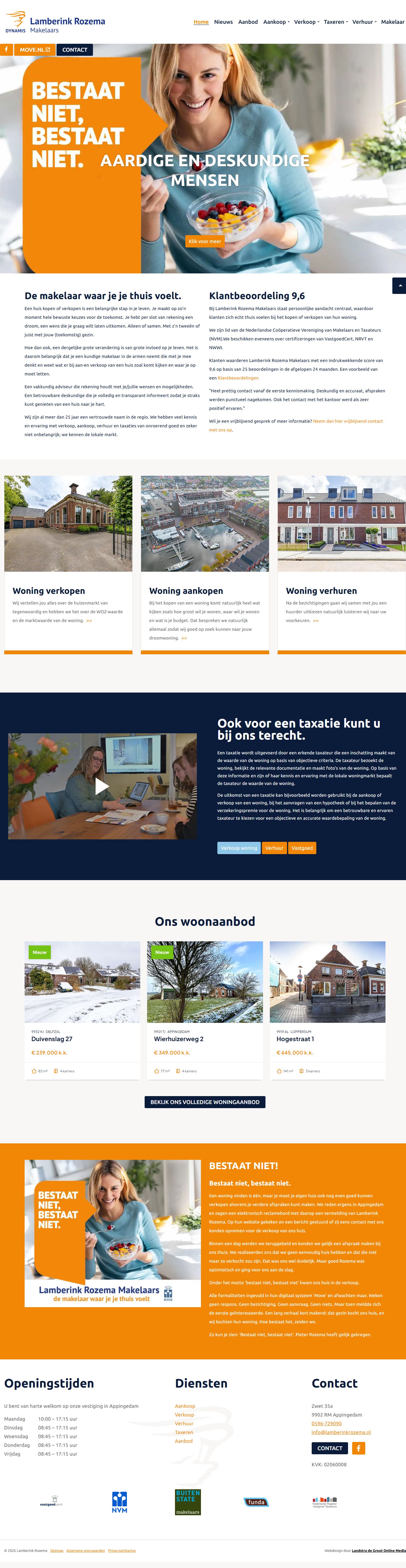 Screenshot van de website van www.lamberinkrozema.nl