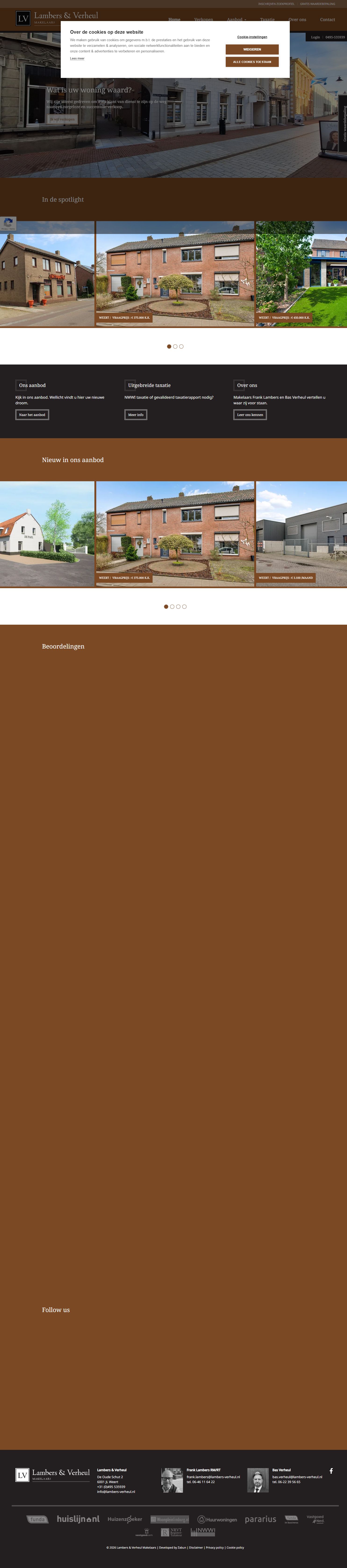 Screenshot van de website van www.lambers-verheul.nl