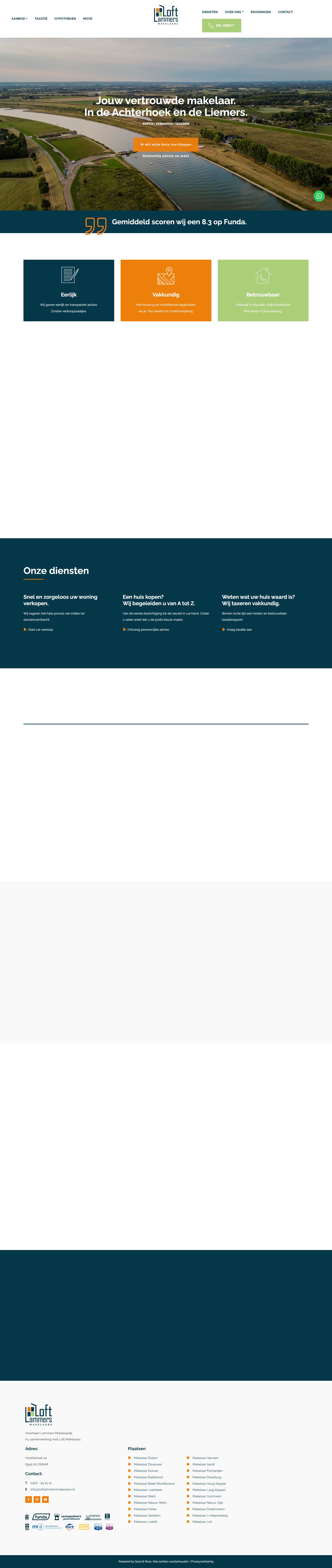 Screenshot van de website van www.lammersmakelaardij.nl