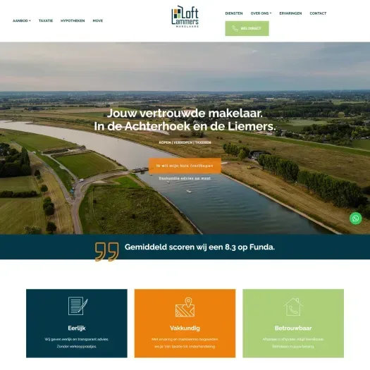 Screenshot van de website van www.lammersmakelaardij.nl