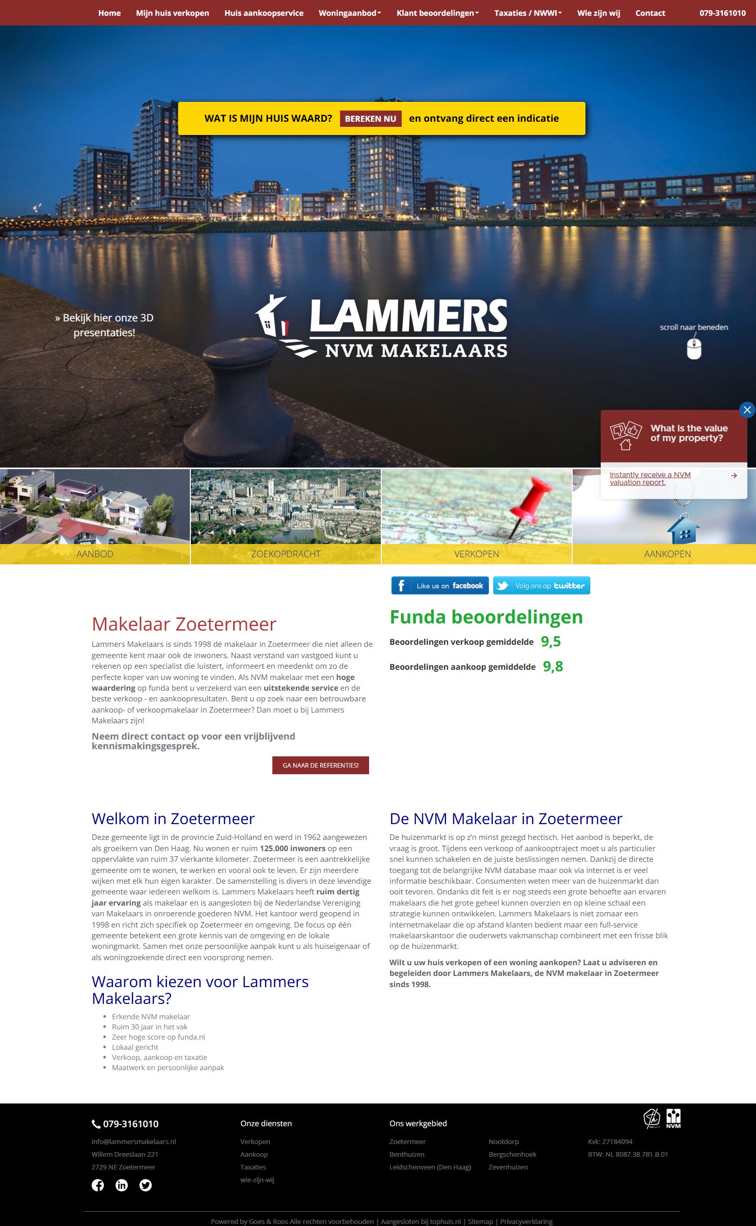 Screenshot van de website van www.lammersmakelaars.nl