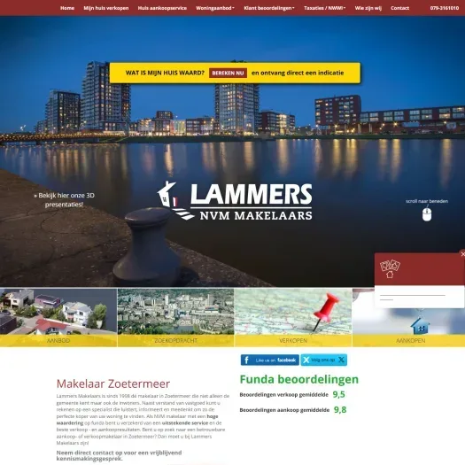Screenshot van de website van www.lammersmakelaars.nl