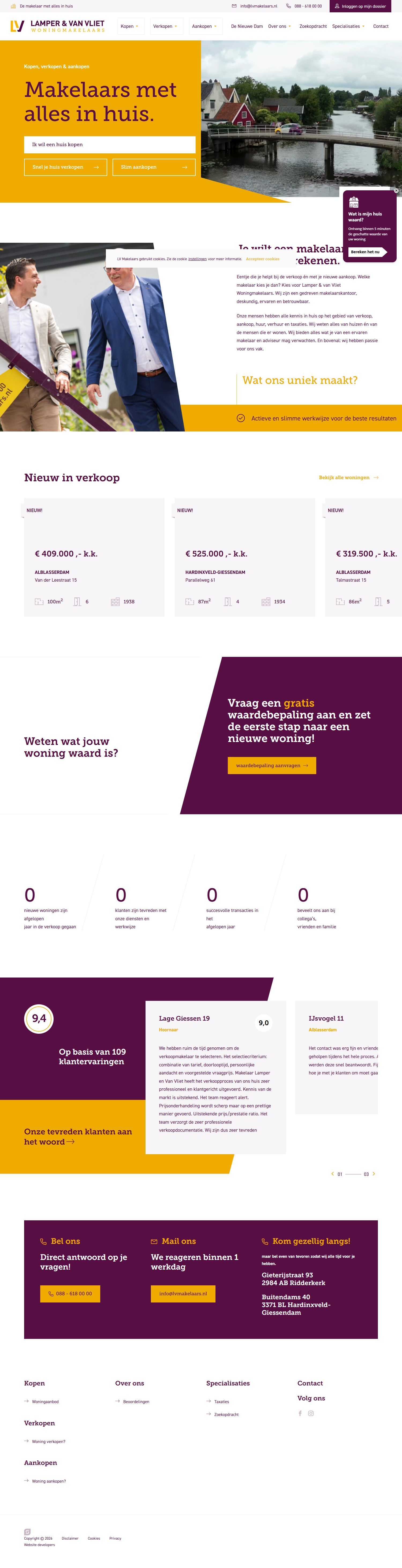 Screenshot van de website van www.lvmakelaars.nl