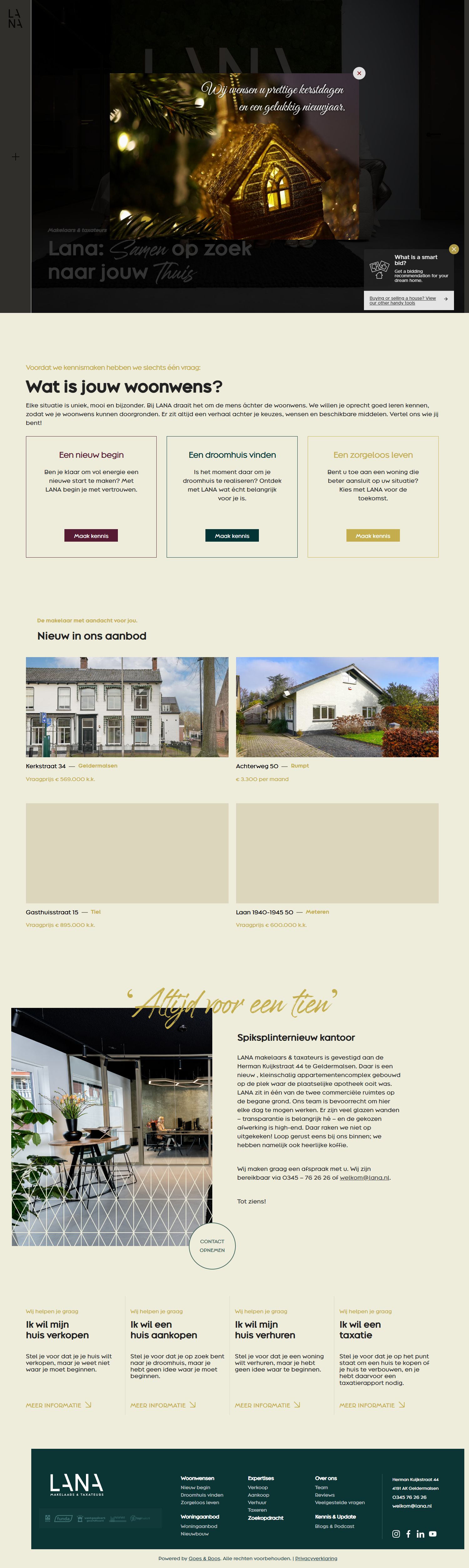 Screenshot van de website van www.lana.nl