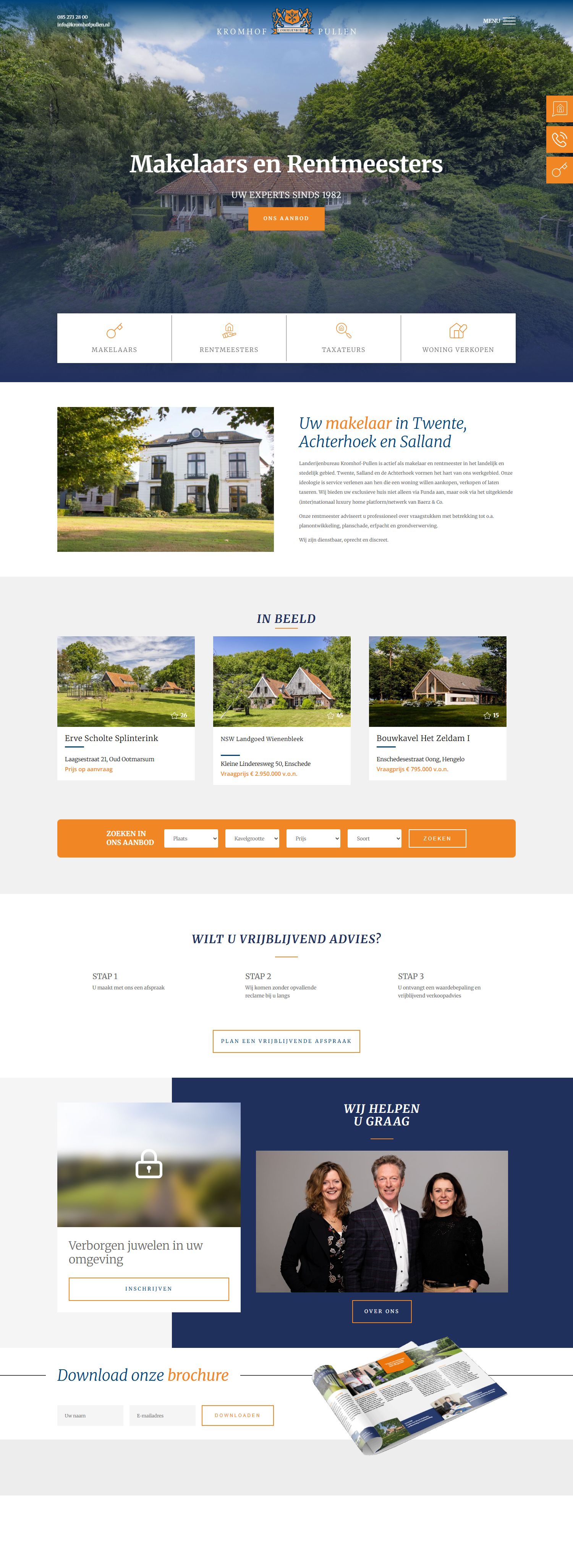 Screenshot van de website van www.kromhofpullen.nl