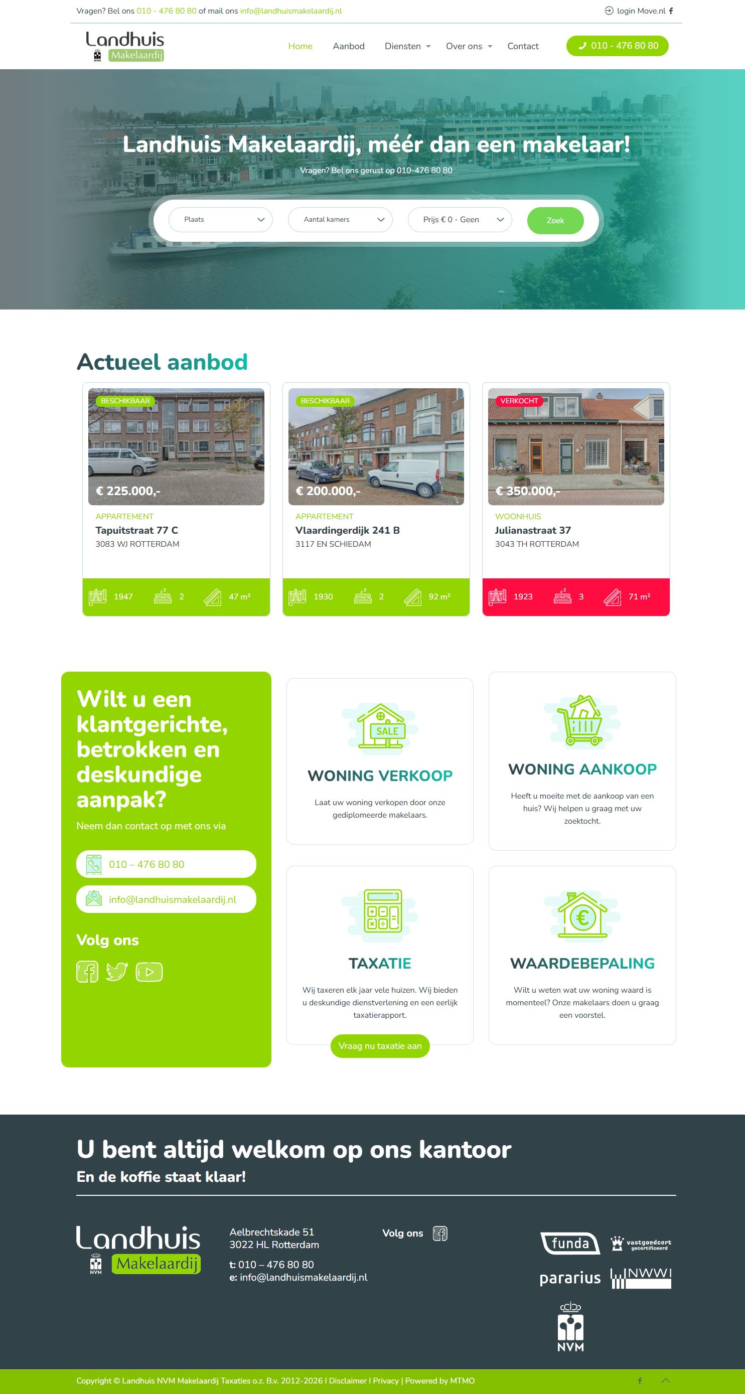 Screenshot van de website van www.landhuismakelaardij.nl