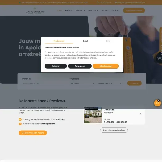 Screenshot van de website van www.langenbergmakelaardij.nl